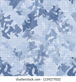 Seamless camouflage pattern of winter landscape colors. The picture has a pseudo-relief of small squares.
