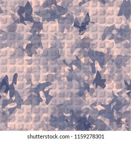 Seamless camouflage pattern of winter landscape colors. The picture has a pseudo-relief from rounded squares.