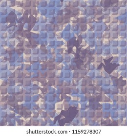 Seamless camouflage pattern of winter landscape colors. The picture has a pseudo-relief from rounded squares.