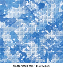 Seamless camouflage pattern of winter landscape colors. The picture has a pseudo-relief from rounded squares.