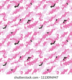 Seamless camouflage in Pink pattern. Polygonal mosaic series for your design. Vector