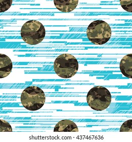 Seamless camouflage polka dots background pattern