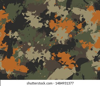 Seamless camouflage repeat vector pattern