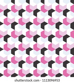 Seamless camouflage in simple Pink repeating pattern. Polygonal mosaic series for your design. Vector