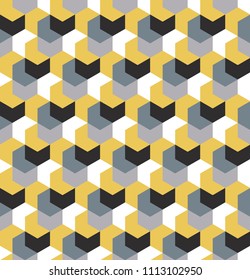 Seamless camouflage in simple Yellow repeating pattern. Polygonal mosaic series for your design. Vector