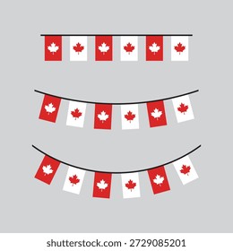 Seamless Canada Flag Party Bunting Border Background – Flat Design Illustration