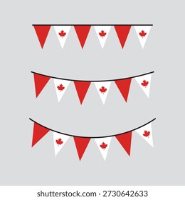 Seamless Canada Flag Party Bunting Border Background – Flat Design Illustration