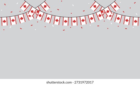 Seamless Canada Flag Party Bunting Border Background – Flat Design Illustration