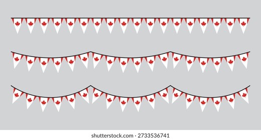 Seamless Canada Flag Party Bunting Border Background – Flat Design Illustration