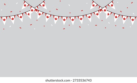 Seamless Canada Flag Party Bunting Border Background – Flat Design Illustration