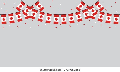 Seamless Canada Flag Party Bunting Border Background – Flat Design Illustration