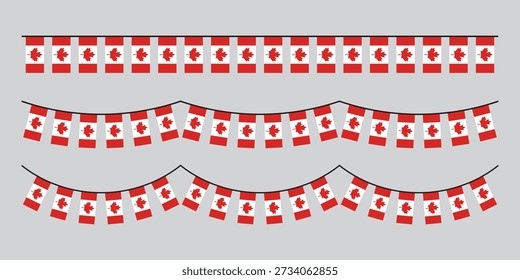 Seamless Canada Flag Party Bunting Border Background – Flat Design Illustration