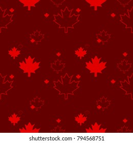 A seamless Canadian pattern in vector format featuring sketchy maple leaves.