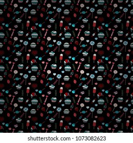 Seamless candies. Vector. Vector of sweets and candies.