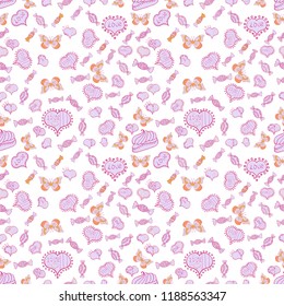 Seamless candies. Vector. Vector of sweets and candies.