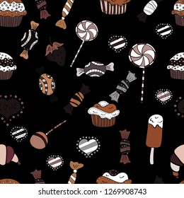 Seamless candies. Vector of sweets and candies. Vector.