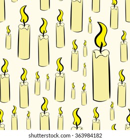 Seamless candles with fire