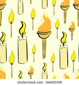 Seamless candles and torch