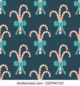 Seamless candy cane pattern. Flat vector illustration