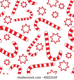 Seamless candy canes wallpaper pattern. Vector illustration.