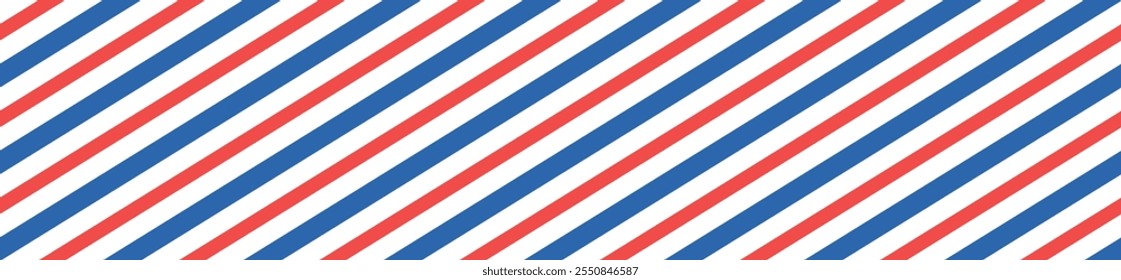 Seamless candy stripe pattern with diagonal red and blue lines. Cane pattern with peppermint texture. Flat vector illustration isolated