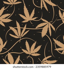 Seamless cannabis leaves in a botanical pattern