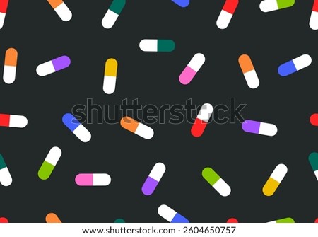 Seamless Capsule Pattern Background. Medical capsules seamless pattern. Pills bright background. Capsules pattern	
