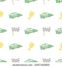 Nahtloses Auto-Muster. Cartoon Auto Hintergrund. Rennabbildung