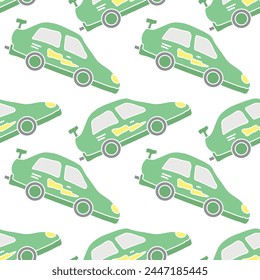 Seamless car pattern. Cartoon car background. Racing illustration