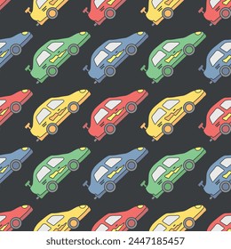 Nahtloses Auto-Muster. Cartoon Auto Hintergrund. Rennabbildung