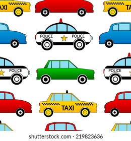Seamless car pattern on white background.