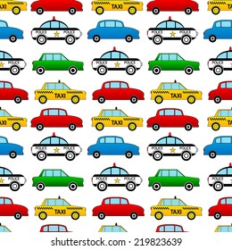 Seamless car pattern on white background.