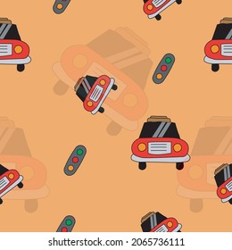 seamless car and red light pattern design. design for kids