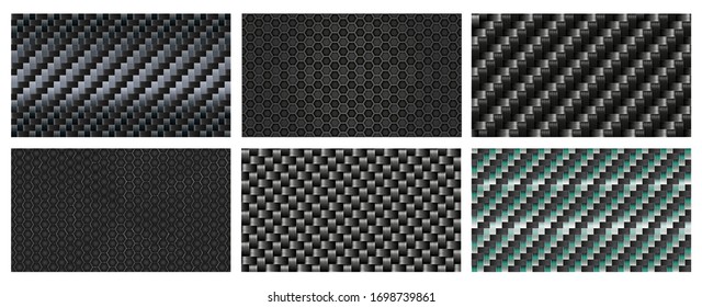 Seamless Carbon Fiber Texture. Black Metallic Fibers Pattern, Sports Carbon Weave Realistic Vector Background. Illustration Fiber Pattern, Industry Construction Carbon