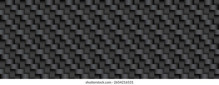 Fondo inconsútil del Vector de la textura de la fibra de carbono. Patrón industrial gris oscuro con un tejido diagonal, ideal para la tecnología, automoción, deportes y diseños modernos de alta tecnología. Aspecto elegante y duradero.