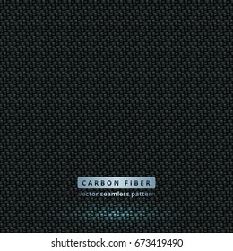 Seamless carbon fiber. Vector pattern consist of 36 highly detailed woven tiles. Dark gray industrial ornament is tinted by glossy shades. Turn off spot layer to use a uniform realistic macro texture.