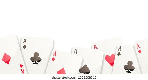 Seamless card border. Frame of aces. Vector clipart isolated on white background.