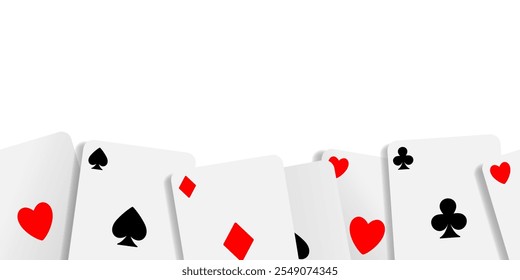 Seamless card border. Frame of aces. Vector clipart isolated on white background.