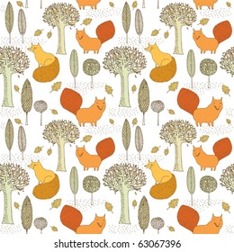 seamless card with fox