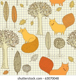 seamless card with fox