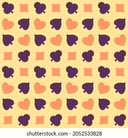 Seamless Card Suits Pattern Background In Colorful.