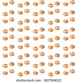 Seamless cardboard pattern boxes design on white background