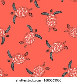 Seamless caretta pattern.Vector illustration design for fashion fabrics, textile graphics, prints, wallpapers and other uses.