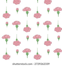 Nahtlose Nelke Blumen Muster Hintergrund Vektor