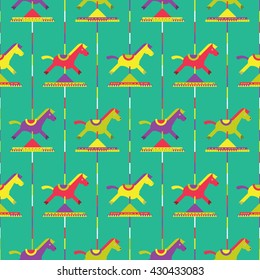 Seamless carousel pattern icon vector, amusement park vector