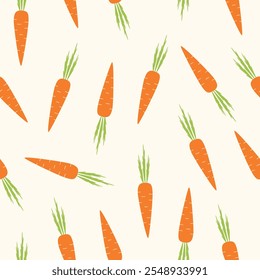 Patrón de zanahoria sin fisuras. Antecedentes alimentarios. Estilo plano de dibujos animados de Ilustración vectorial