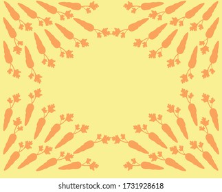 Seamless Carrot pattern-Vector silhouette texture with space for lettering at the bottom