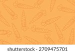 Seamless Carrot Vector Pattern. Outline Carrots Seamless Background. Linear Vegetable Pattern for Packaging and Fabric.