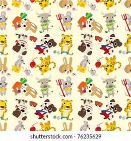seamless cartoon animal pattern