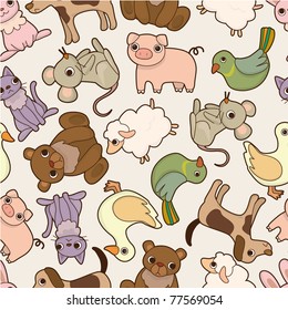 seamless cartoon animal pattern